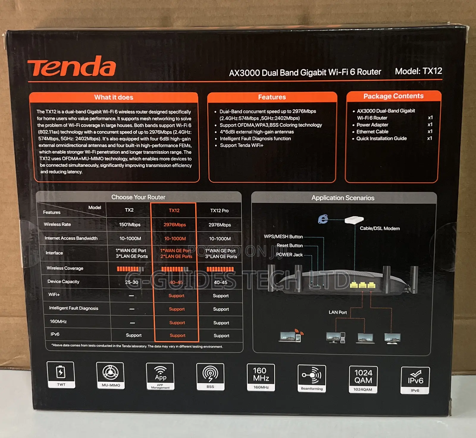 Tenda Ax3000 Dual Band Gigabit Wi-fi 6 Router Tx12