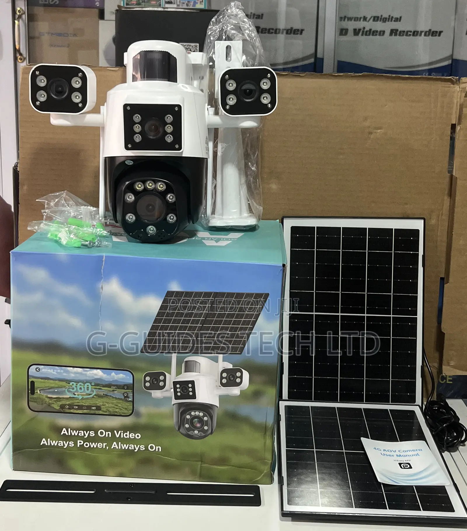 Aov 4g Solar PTZ Camera Four Lens 12mp, Aov 4g Solar 4-Lens Camera