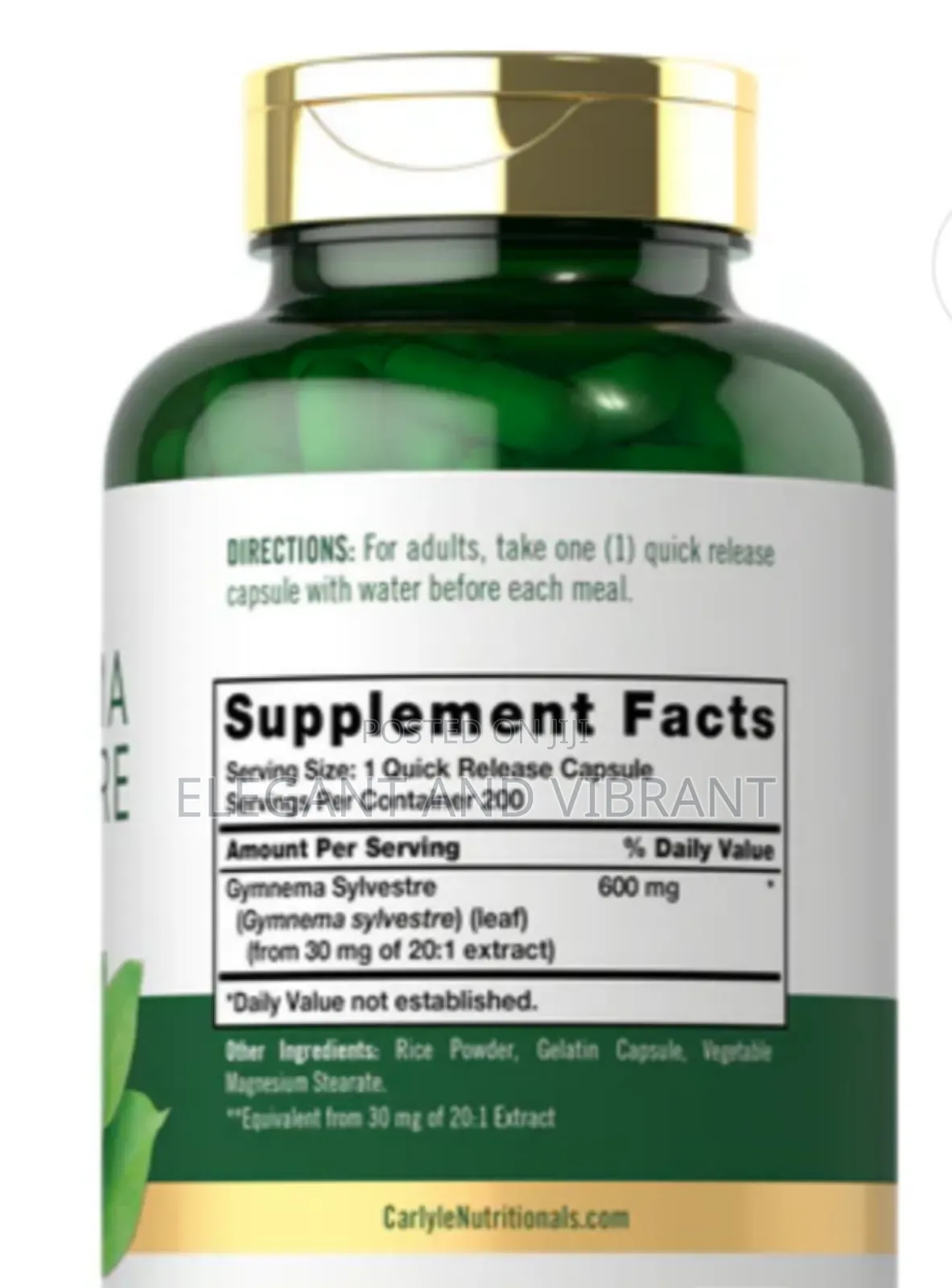 Gymnema Sylvestre Leaf Extract 600mg | 200 Capsules
