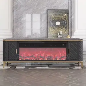 European Electronic Flame Tv Stand With Bluetooth Speakers