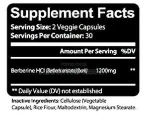 Berberine Hcl 60ct Natural Healthy Cholesterol Glucose Support