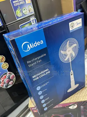 Super Fast Midea 18” Electric White Rechargeable Fan