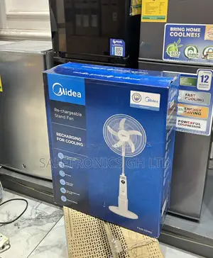 Suitable Fast Midea 18” Electric White Rechargeable Fan