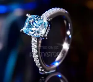 Blue Rectangular Stone Engagement Ring