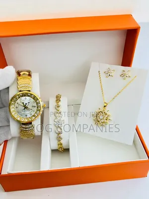 Louis Vuitton Watch Bracelet Earrings Necklace Valentine Gift Set