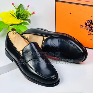 Robby Rosata Black Leather Men’S Penny Loafers Shoe