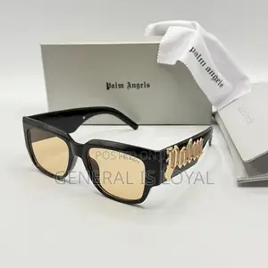 Palm Angels Angel Sunglasses In Black Acetate With Yellow Lenses.