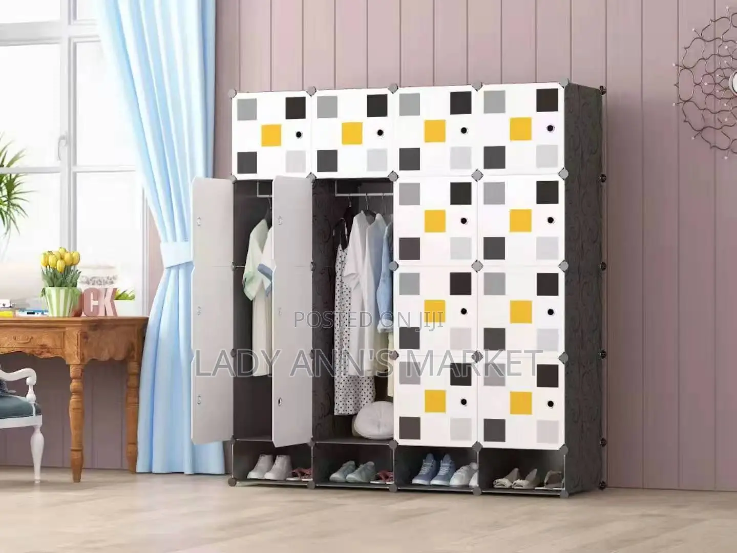 16 Cubes Plastic Wardrope With Shoe Rack