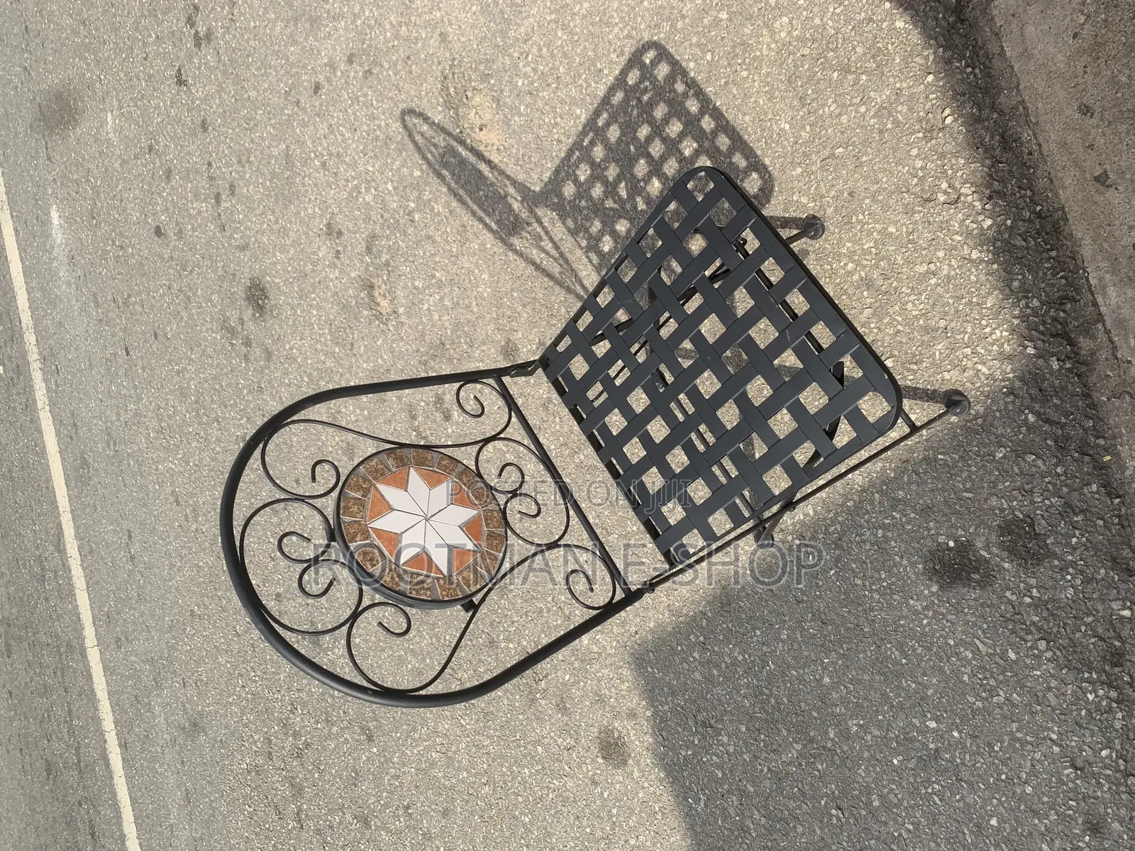 Outdoor Set of 2 Chairs Black Metal Vintage Style Mosaic Folding Black
