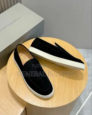 Brunello Cucinelli Black Suede Men’S Loafers.