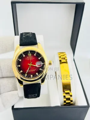 Rolex Oyster Perpetual Day-Date Black Leather Coloured Wrist Watch