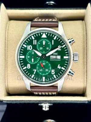 Iwc Pilot's Watch Chronograph Green Dial Coffee Leather Strap