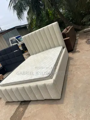 A New Made Off White Double Bed With Mattress and Ava