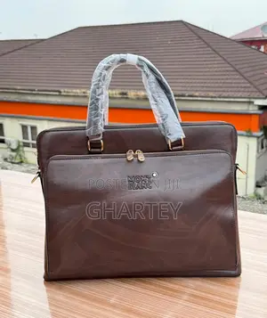 Coffee Men’S Leather Mont Blanc Laptop Briefcase