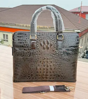 Luxury Croc-Embossed Executive Leather Briefcase for Men
