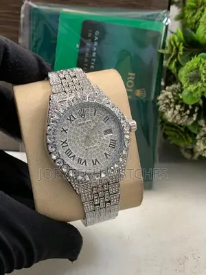 Iced Out Silver Rolex Watch