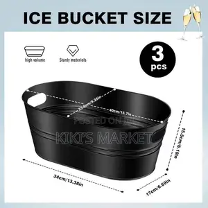 Galvanized Metal Ice Bucket Multifunctional Black/Silver