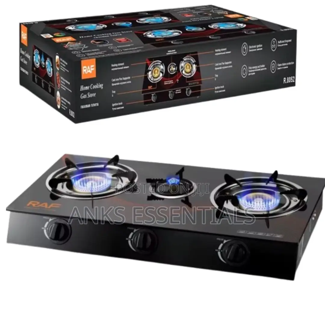 Raf Glass Top Gas Stove – 3 Burner Cooker