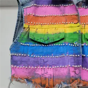 Brand New Palato Rainbow Pearls Jeans Trouser Jacket From Holland