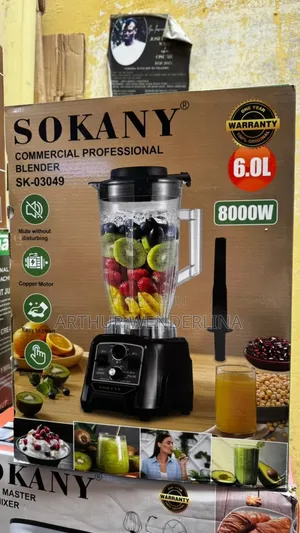 6liters Sokany Stainless Steel Electric Commercial Blender.8000watt