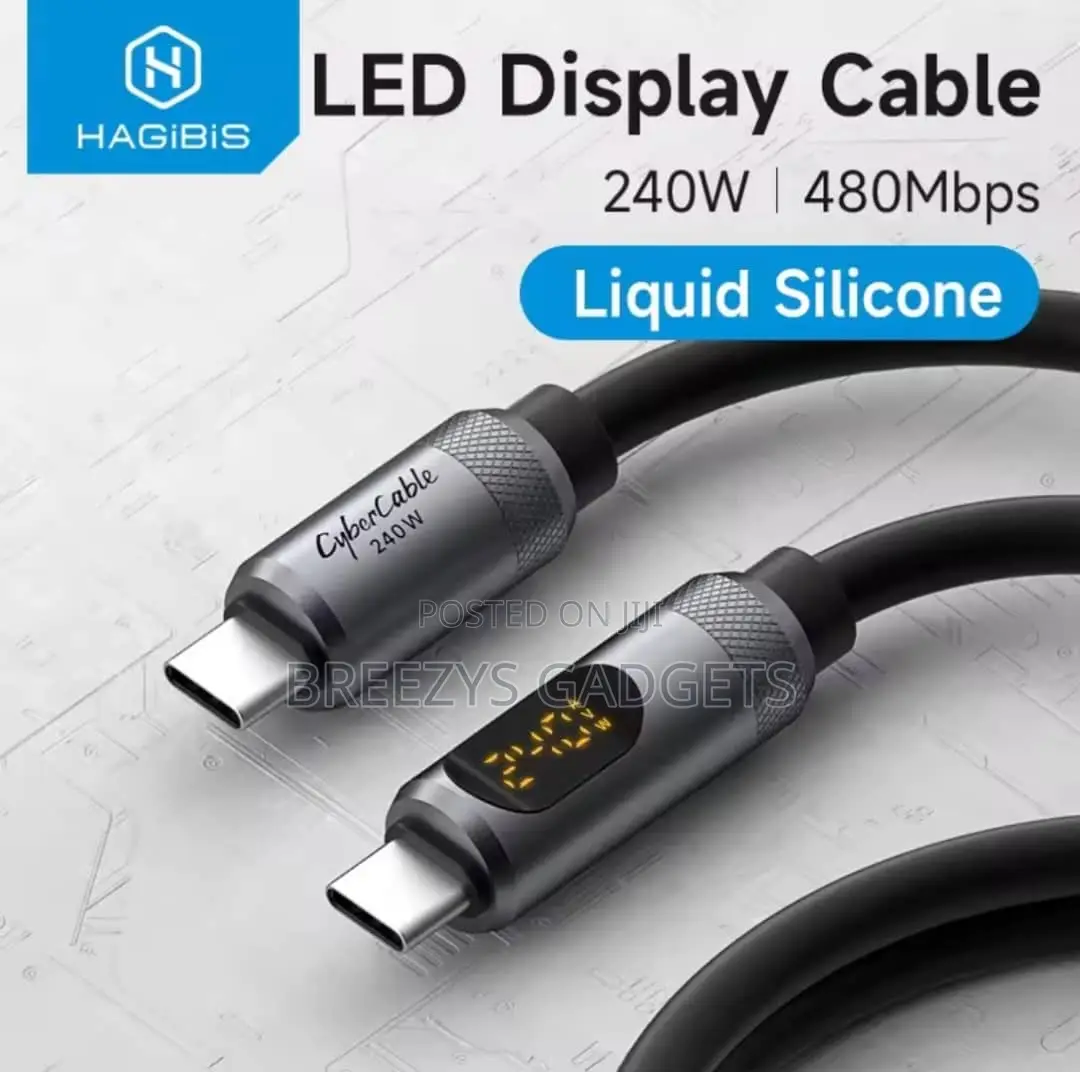 Hagibis C Cable With Led Display C to C Fast Charger Cable Pd 240w