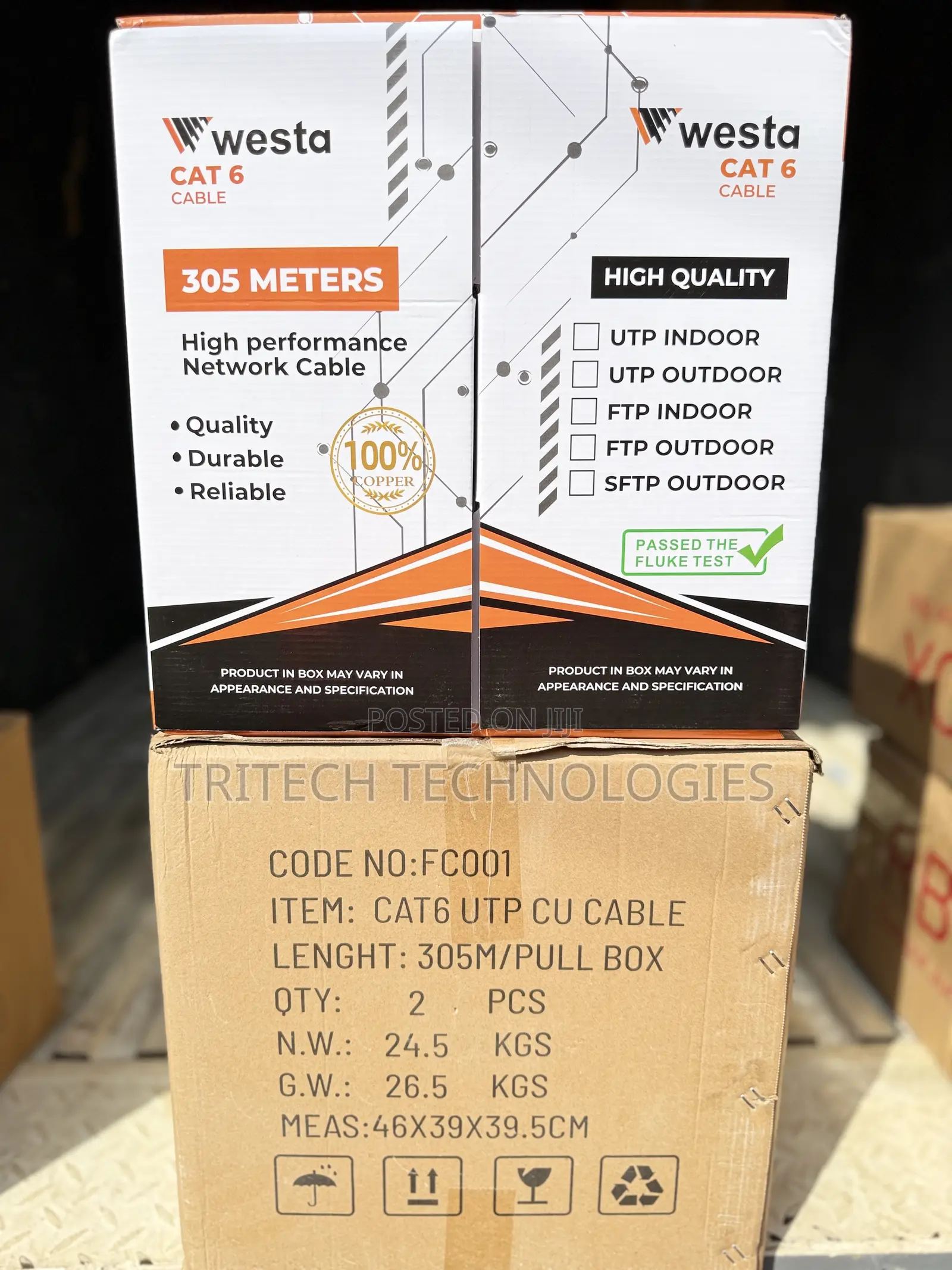 Westa Cat6 Cable 305m Utp Pure Copper Passed the Fluke Test|