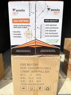 Westa Cat6 Cable 305m Utp Pure Copper Passed the Fluke Test|