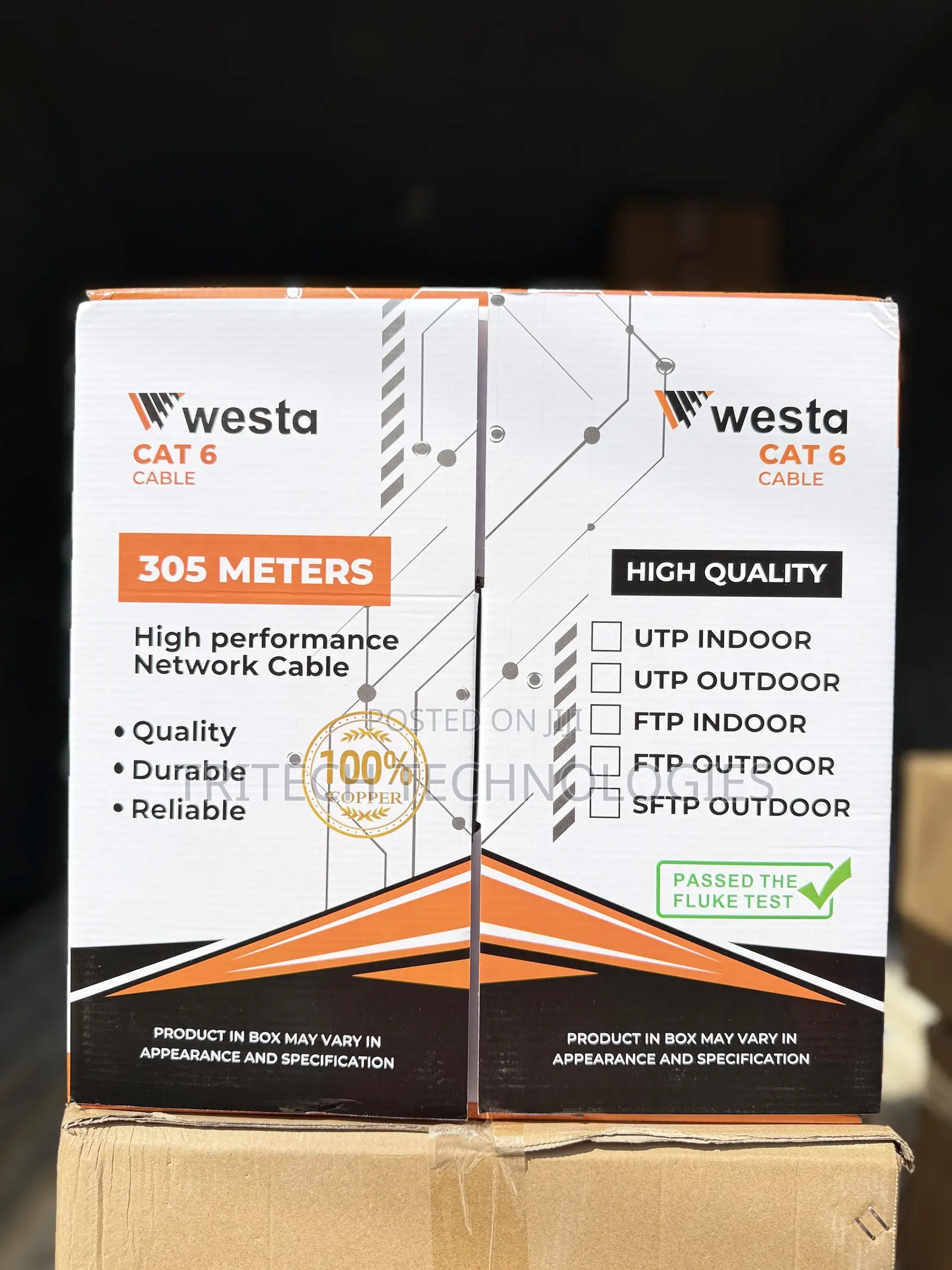 Westa Cat6 Cable 305m Utp Pure Copper Passed the Fluke Test|