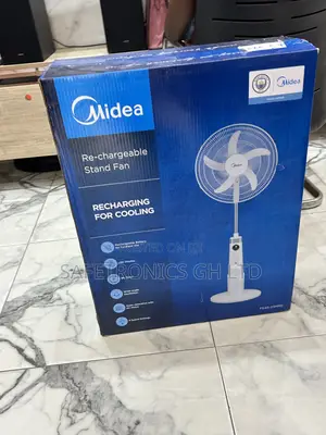 Get High Essential Midea White Rechargeable Stand 18” Fan