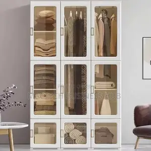 Plastic Wardrobe With Magnetic Transparent Door