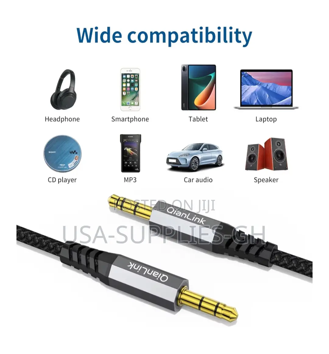 Qianlink 3.5mm Aux Cable 6.6ft From Usa