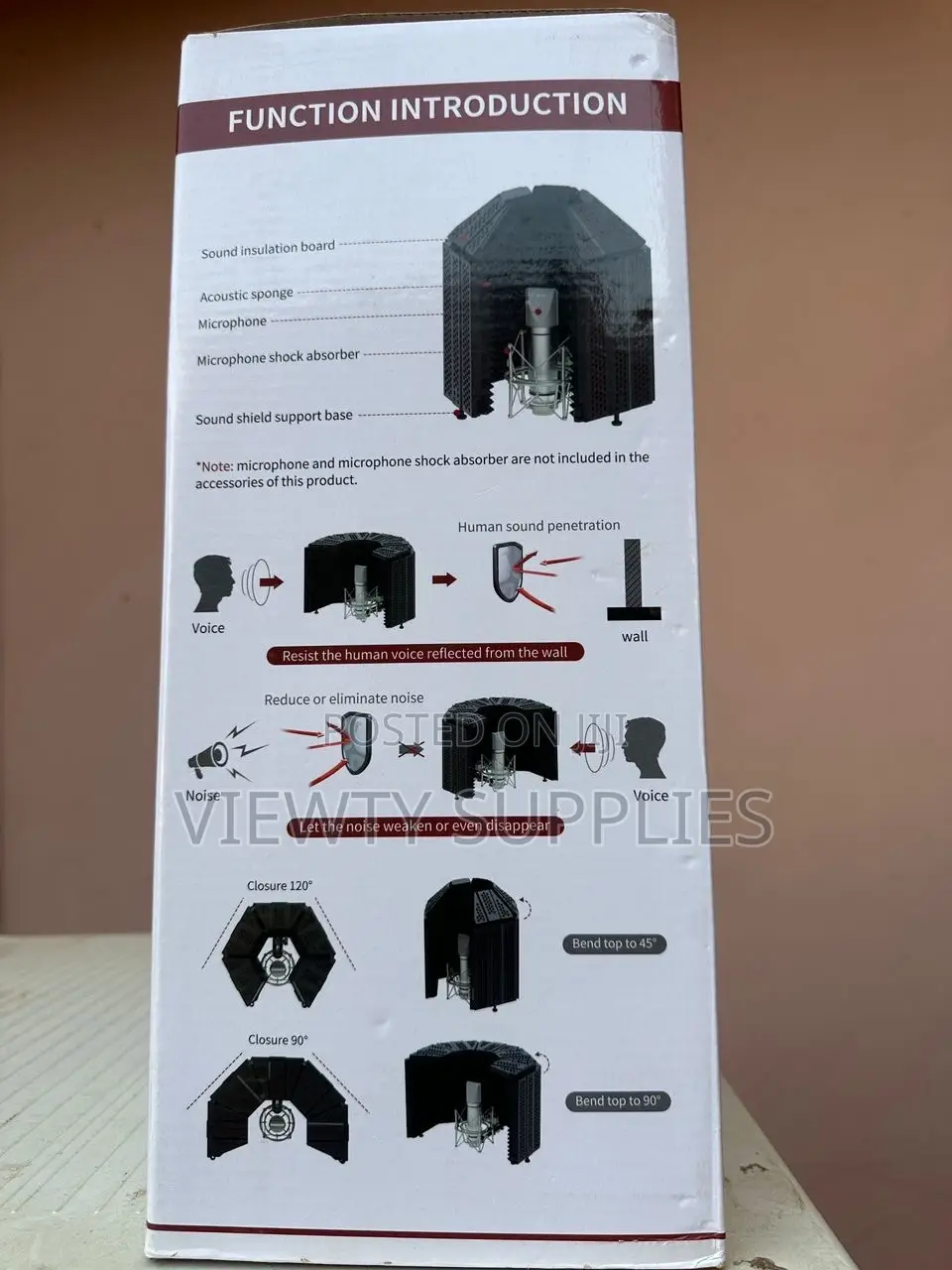 5 Panel Surrounded Microphone Recording Sound Enclosure Noise Burner