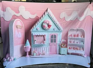 Mehofond Photography Background Summer Pink Ice Cream Shop Candy House