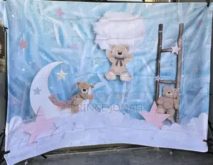 Mehofond Photography Background Dreamy Blue Star Moon Toy Bear
