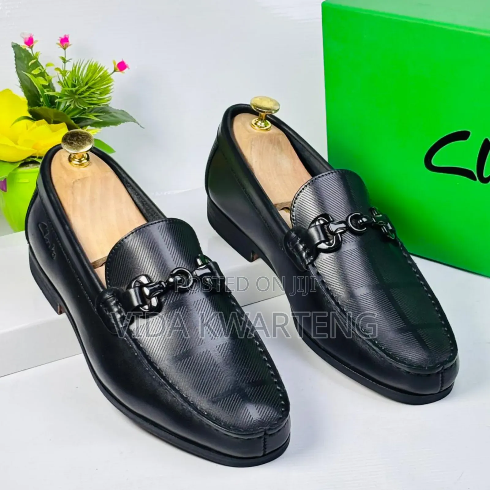 New Black Clarks Loafers With a Metal Buckle