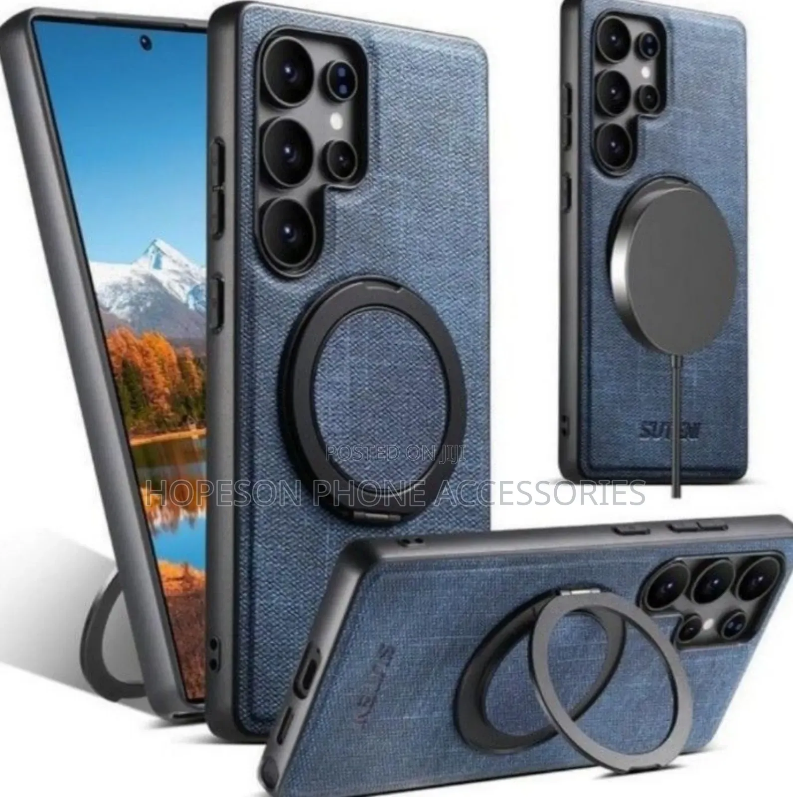 Classic Leather Cases With Supporting Ring Stand for Samsung
