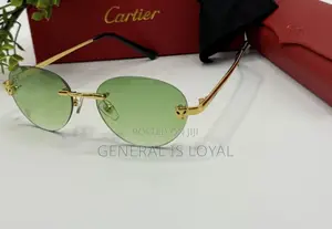 Cartier Rimless Oval-frame Gold-tone Sunglasses