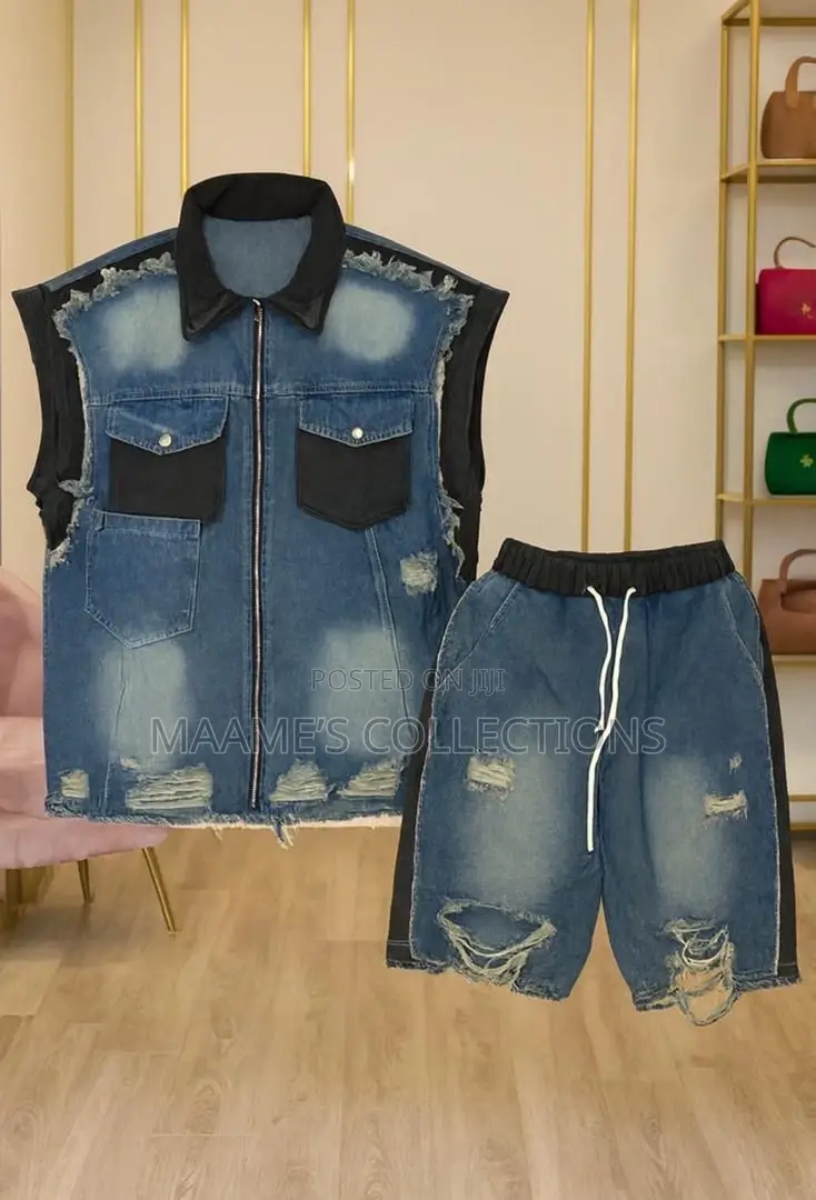 Jeans Jacket Top and Down Set.