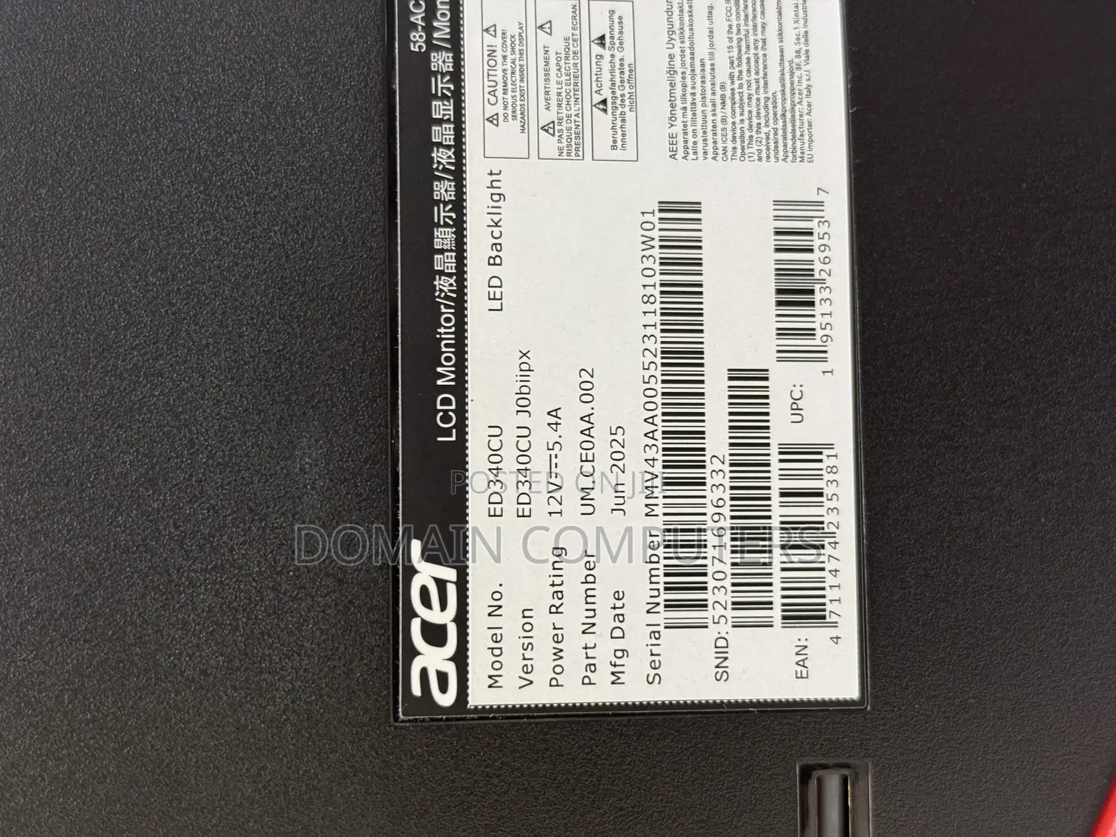 Acer 34 Inches Ultra Wide Gaming Monitor