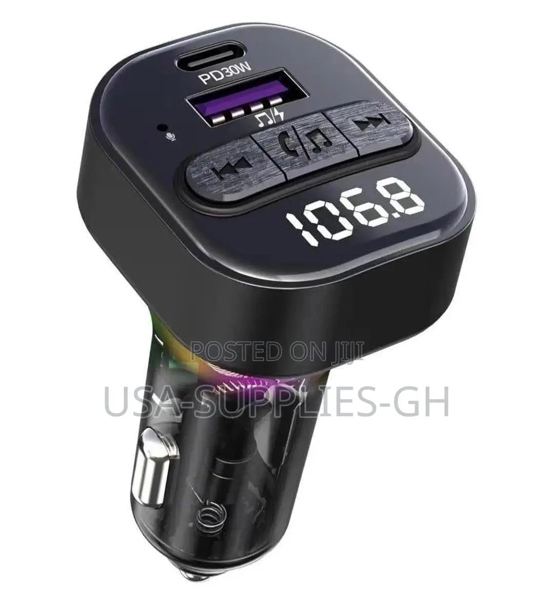 Car Bluetooth 5.3 Fm Transmitter With Type-C Pd(30w) Charger From Usa