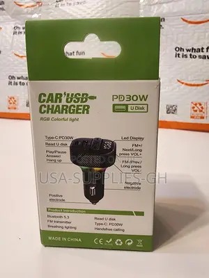 Car Bluetooth 5.3 Fm Transmitter With Type-C Pd(30w) Charger From Usa