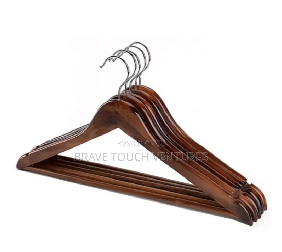5 Pieces Wooden Coat/Suit Hanger - Dark Brown