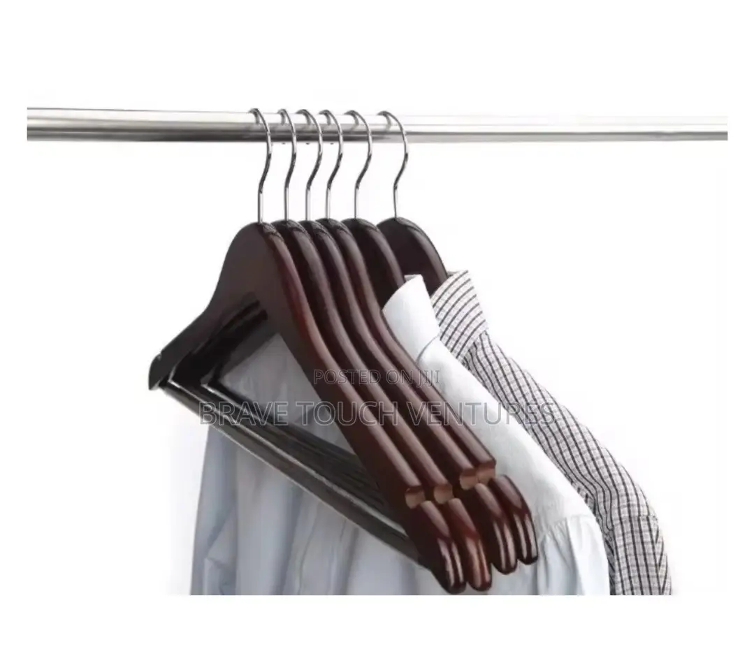5 Pieces Wooden Coat/Suit Hanger - Dark Brown