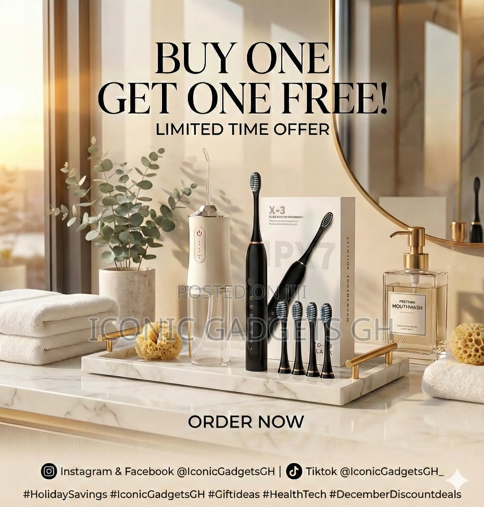Buy One, Get One Free Oral Care Combo(Toothbrush+Water Flosser+Heads)