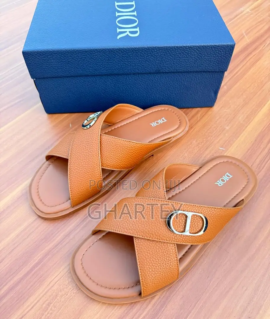 Elegant Designer Dior Crossed Mens Slide Slippers