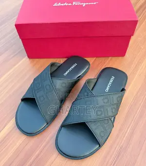 Luxury Ferragamo Cross-Strap Designer Slides