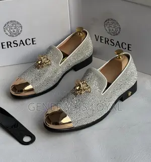 White  Versace Men's Velvet Loafers