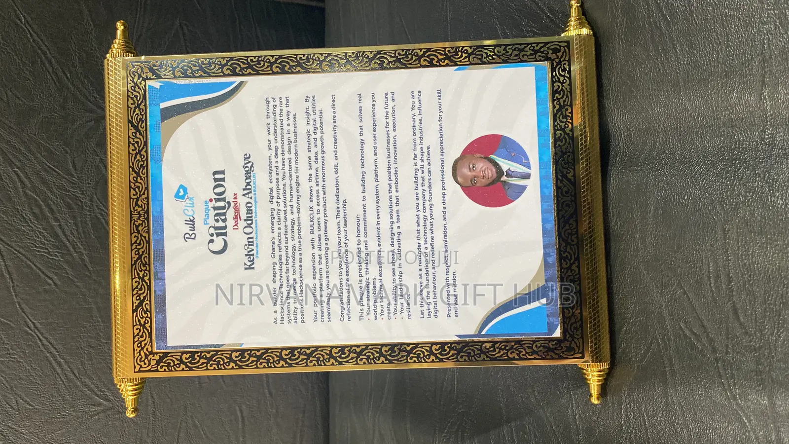 A4 Wooden Plaque and Citation
