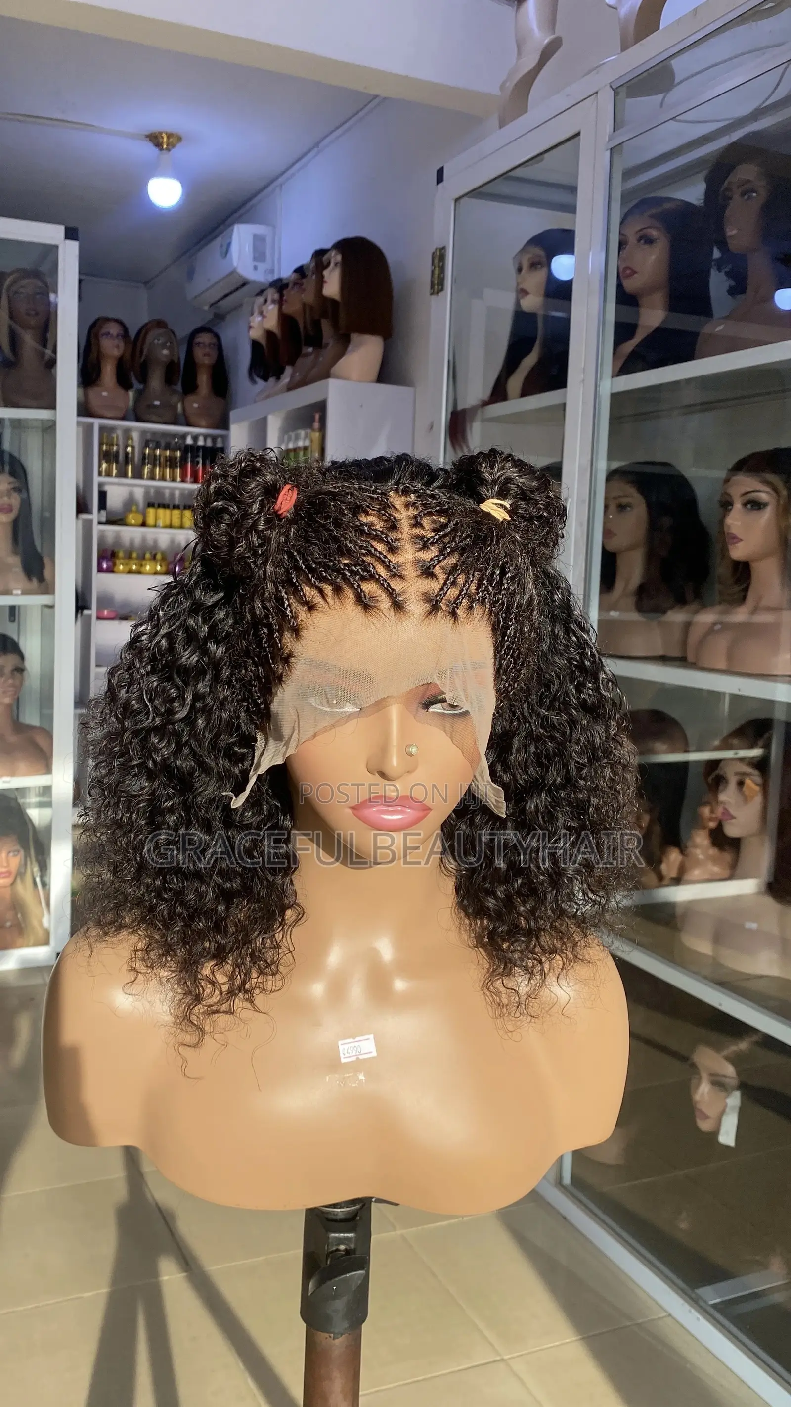 Uniquely Styled Wet Curls Frontal Wig Cap