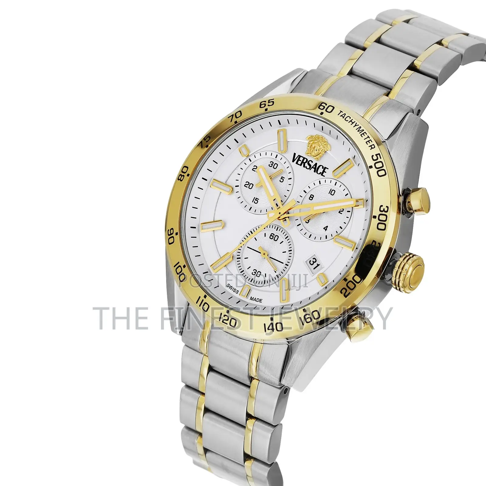 Versace v-Code Chrono Silver Round Dial Analog Watch